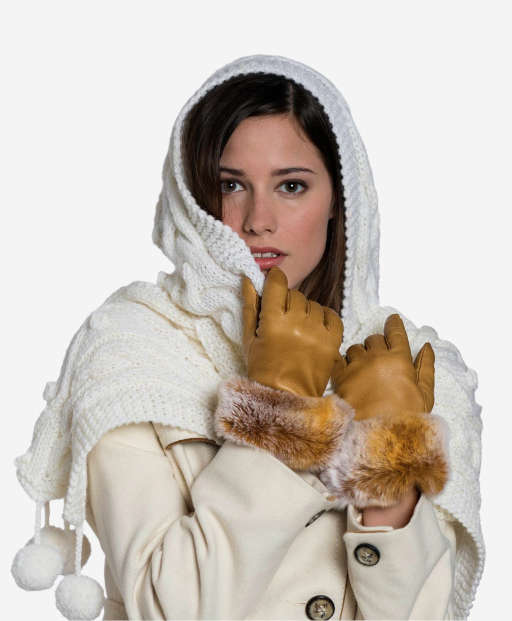 CC4514 (vac) - Women’s Italian rex rabbit fur cuff lambskin gloves