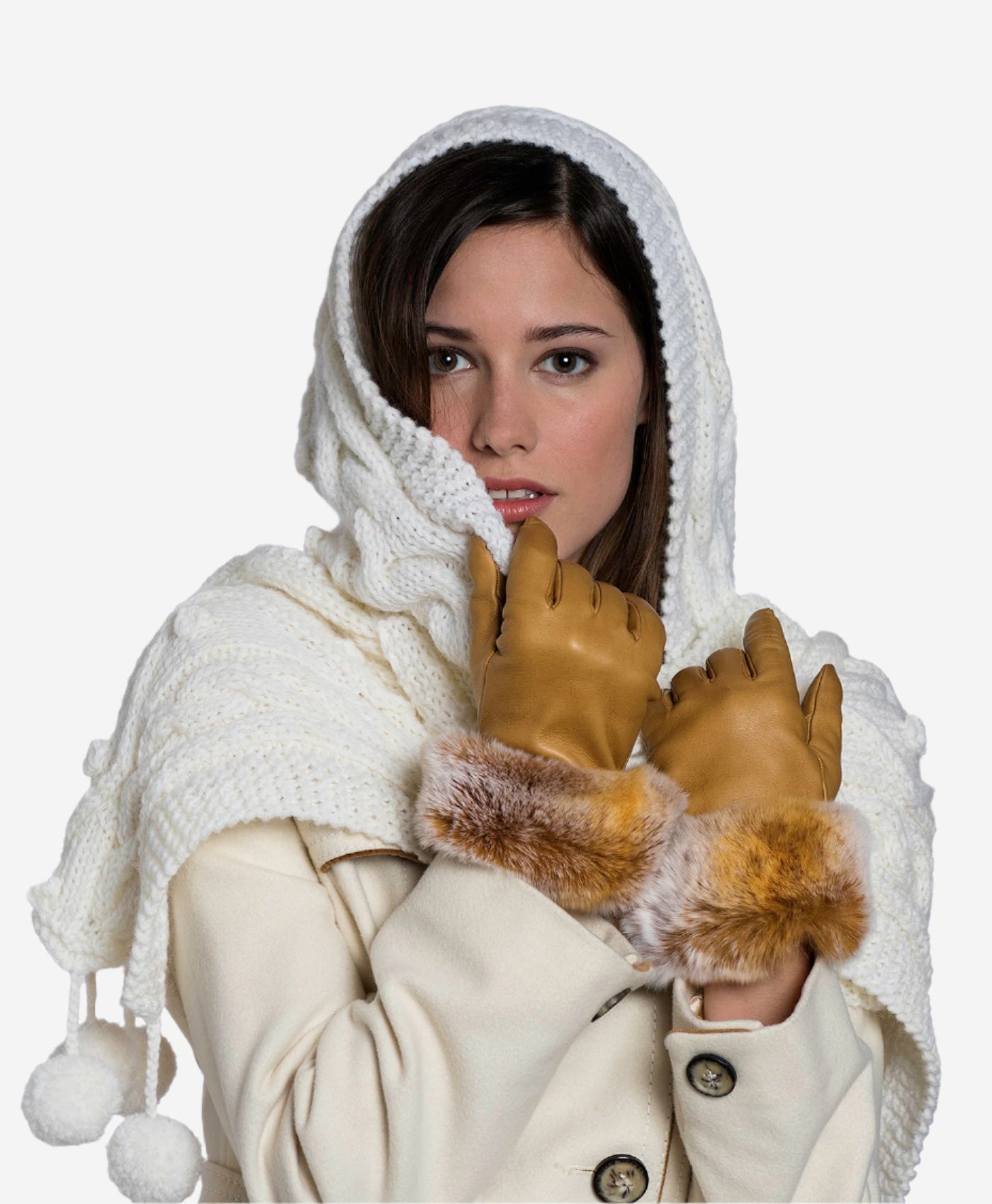 CC4514 (vac) - Women’s Italian rex rabbit fur cuff lambskin gloves
