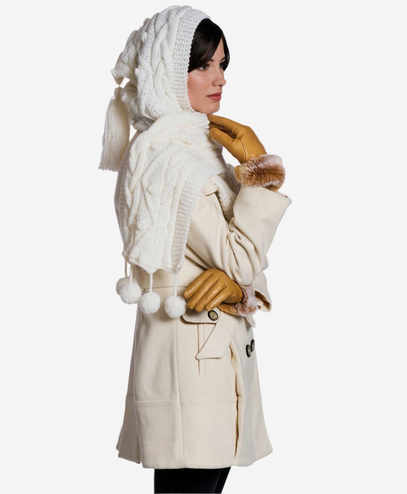 CC4514 (vac) - Women’s Italian rex rabbit fur cuff lambskin gloves