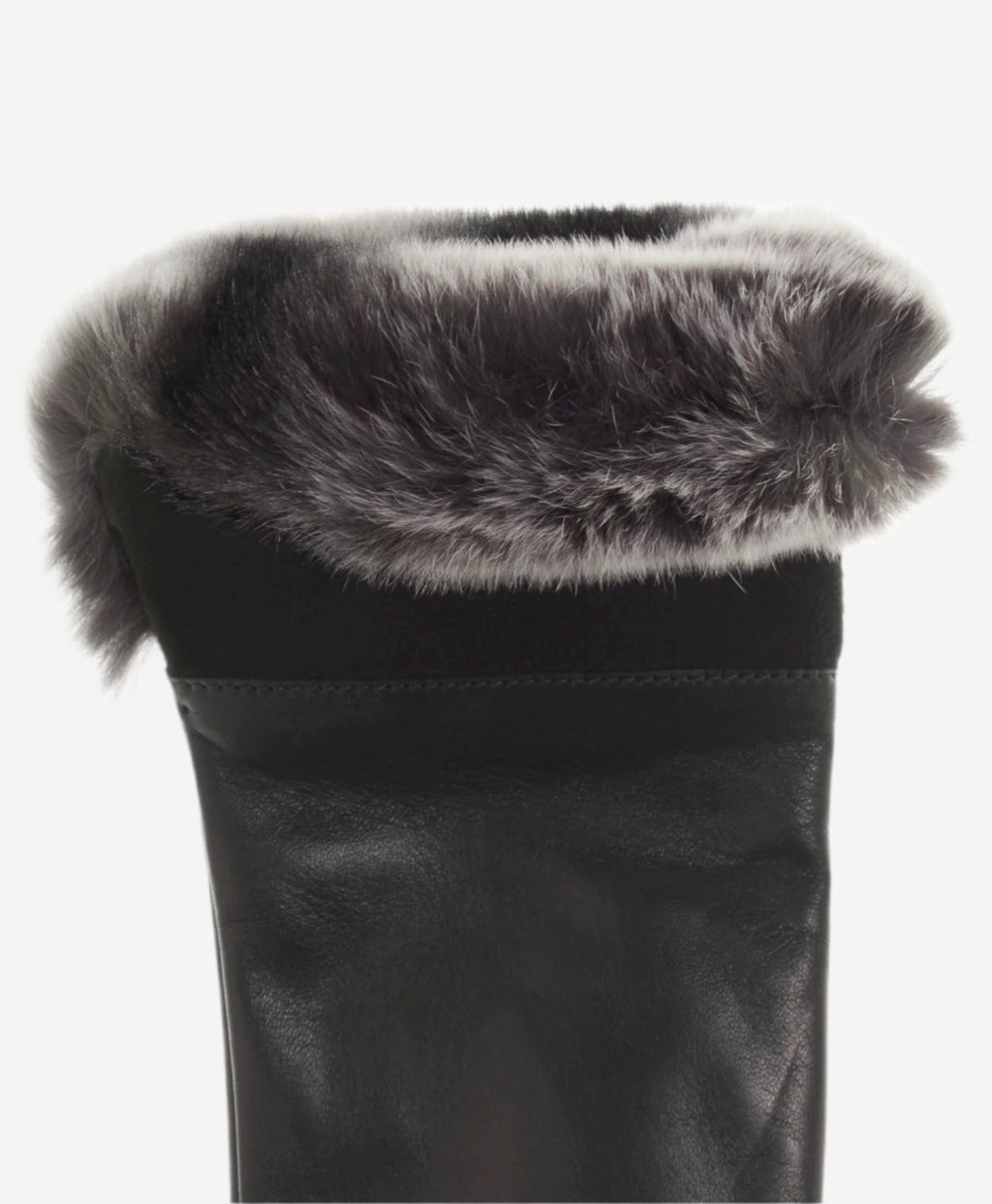 CC4516 (black) - Women’s Italian suede and Rex rabbit fur cuff lambskin gloves