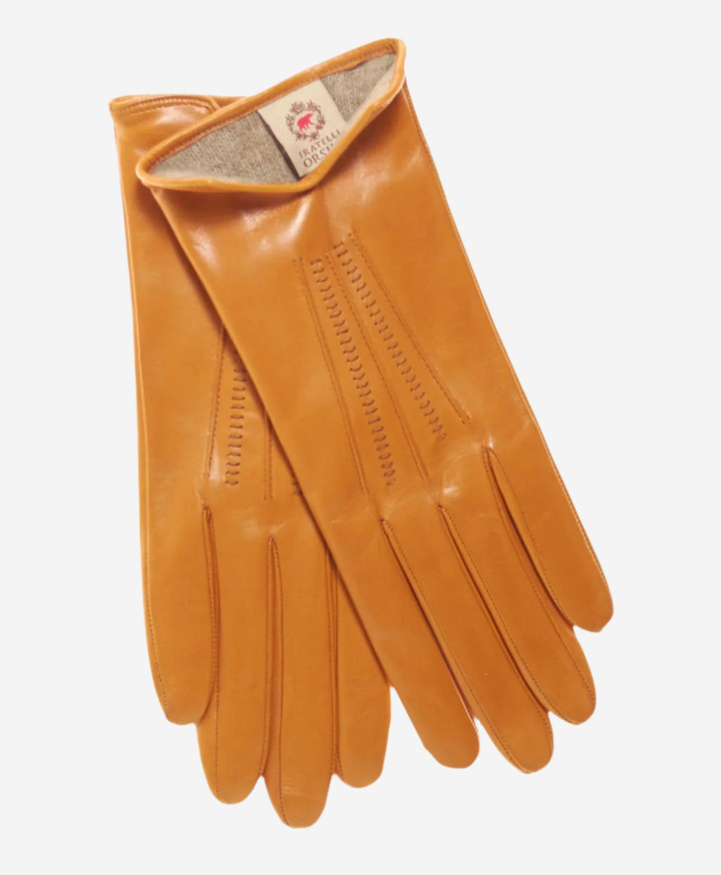 CC4668 (orange) - Women’s Italian orange suede winter gloves cashmere lined with unique hand detailing