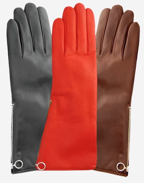 CC4879W4 (black) - “4-button length” Italian cashmere lined gloves with side zipper