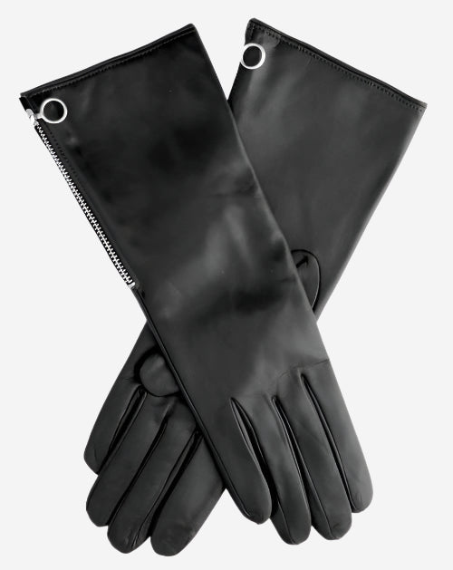 CC4879W4 (black) - “4-button length” Italian cashmere lined gloves with side zipper