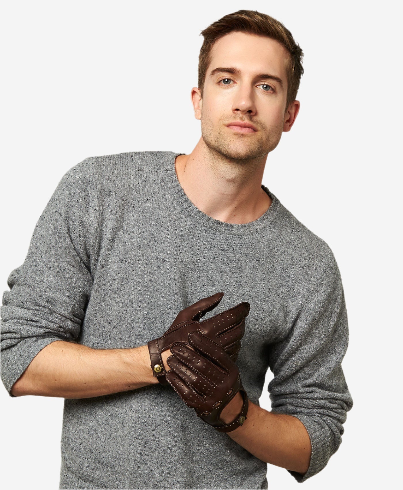 CD3501 (brown) - Men’s handsewn Italian lambskin leather driving gloves