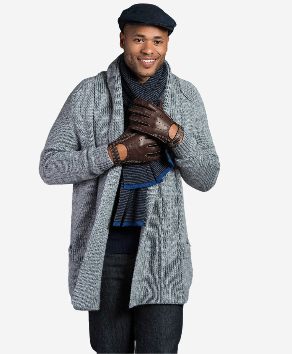 CD3528 (brown) -Men’s Italian leather driving gloves with cashmere lining