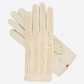 CD4020 (cream) - Women’s Italian crochet and leather driving gloves