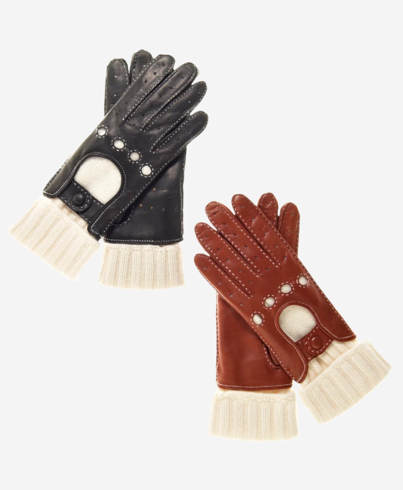 CD4141 (brown) - Women’s Italian winter leather driving gloves with cashmere lining