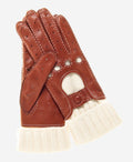 CD4141 (brown) - Women’s Italian winter leather driving gloves with cashmere lining
