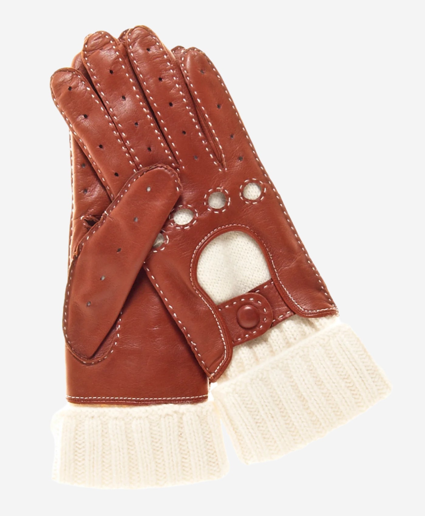 CD4141 (brown) - Women’s Italian winter leather driving gloves with cashmere lining