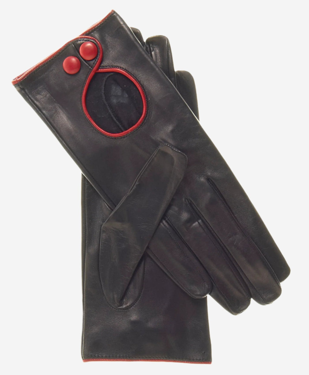 CD4255 (black) - Women’s Italian leather driving gloves with contrast welting