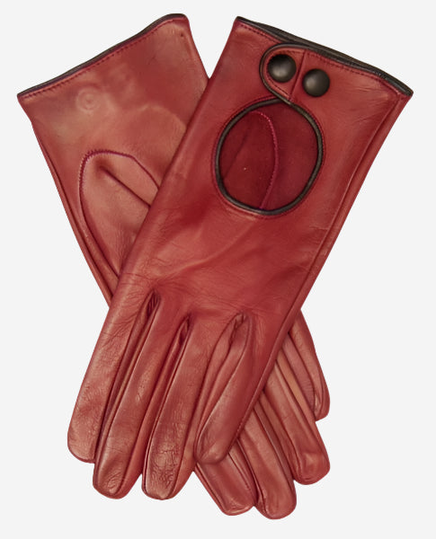 CD4255 (xb) - Women’s Italian leather driving gloves with contrast welting