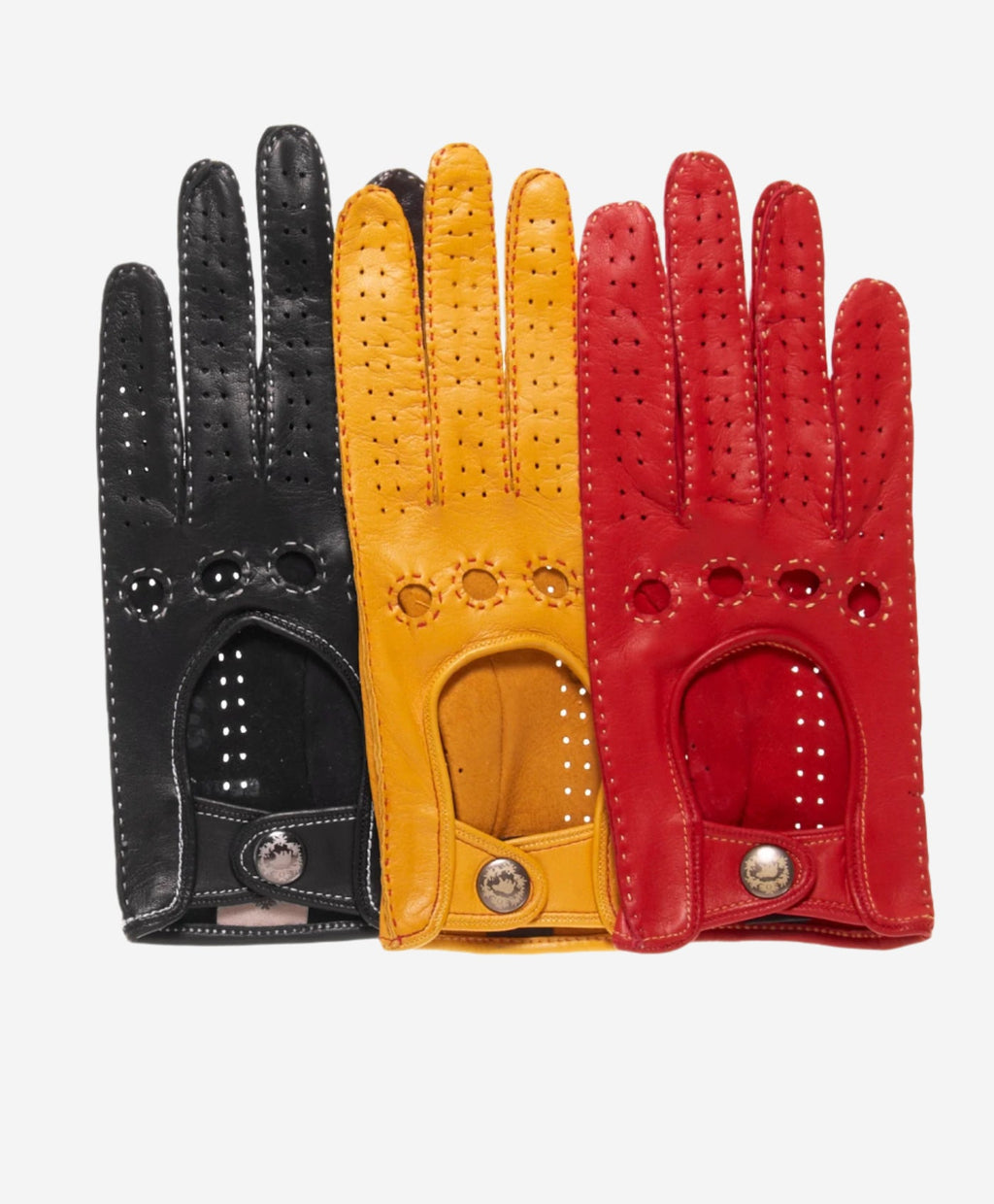 CD4266 (black) - Women’s Italian leather driving gloves with contrast stitching