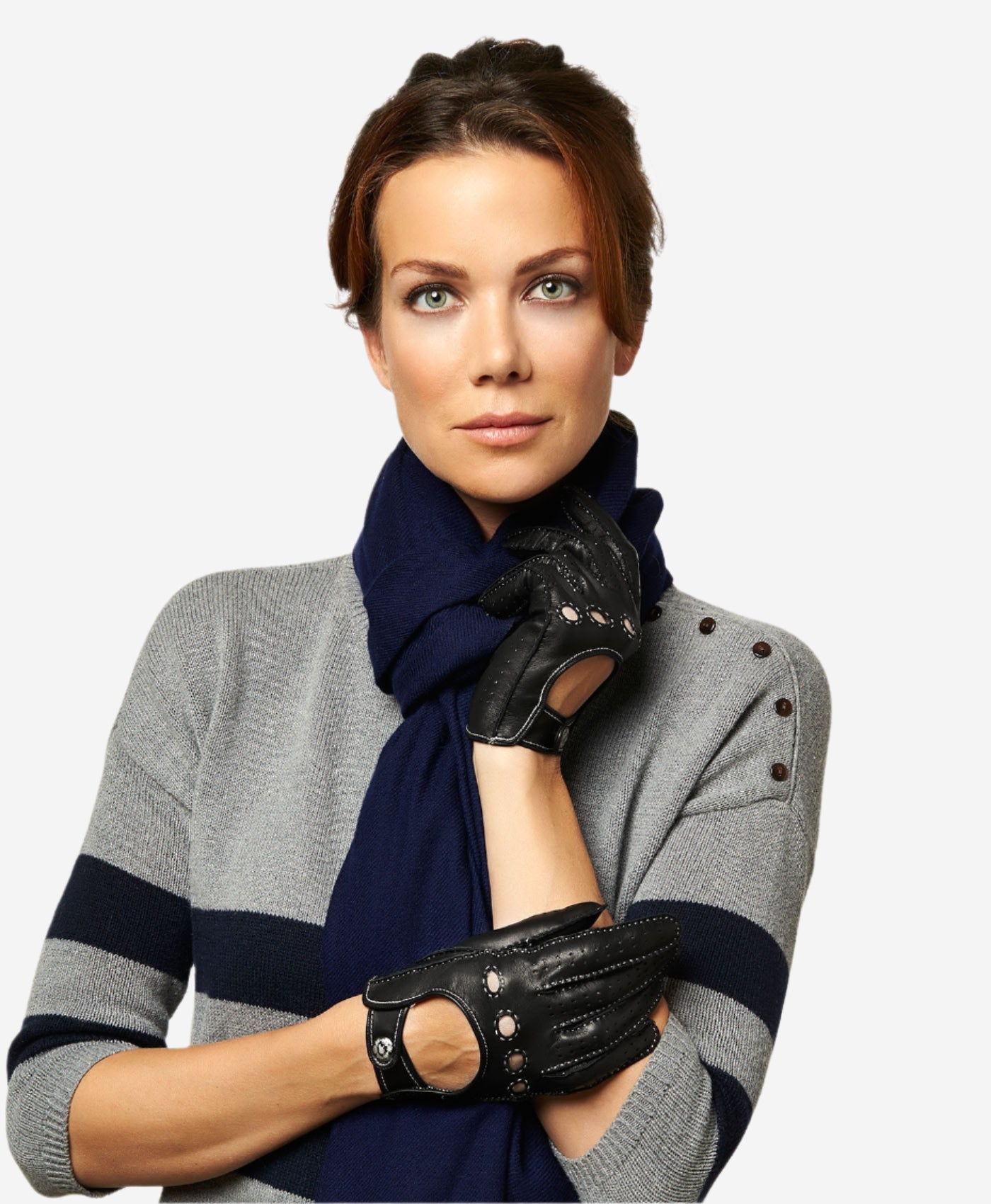 CD4266 (black) - Women’s Italian leather driving gloves with contrast stitching