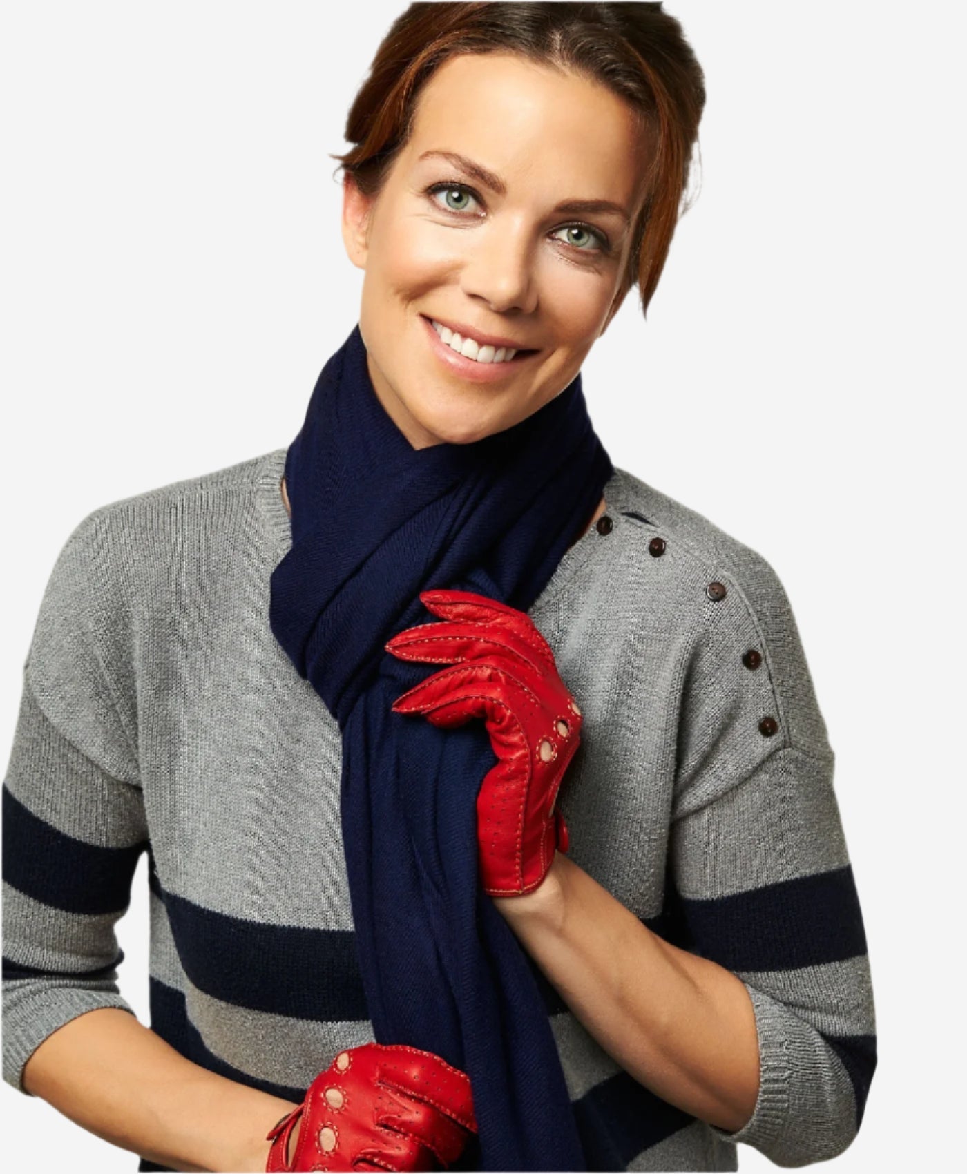 CD4266 (red) - Women’s Italian leather driving gloves with contrast stitching