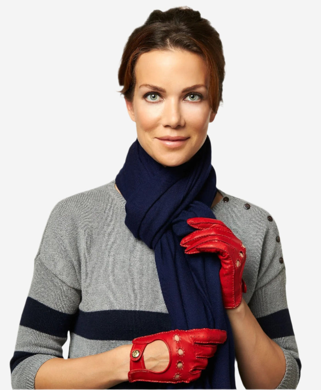 CD4266 (red) - Women’s Italian leather driving gloves with contrast stitching
