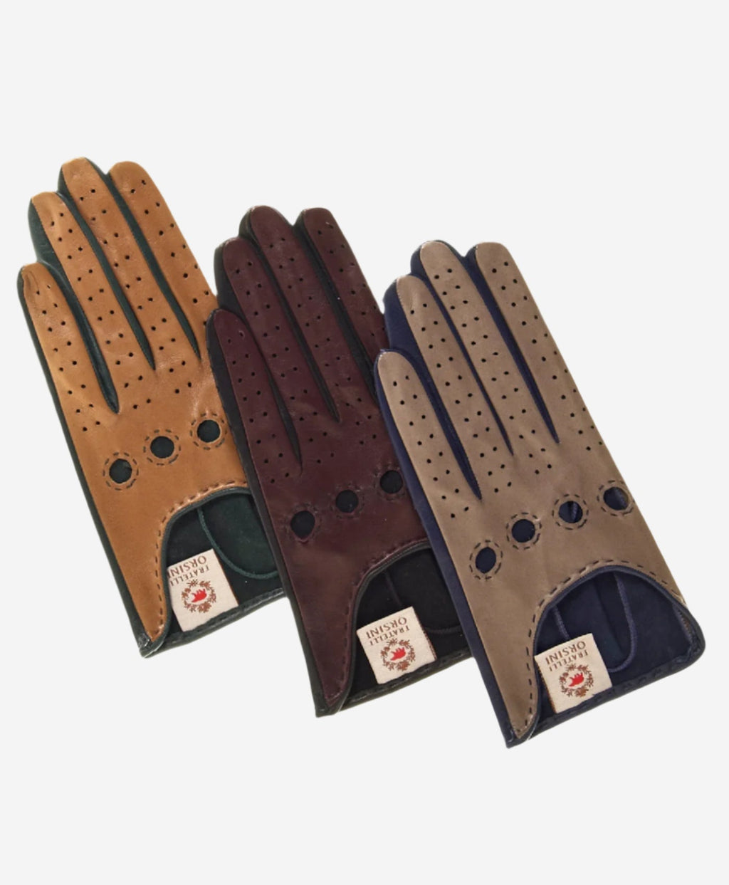 CD4363 (camel/forest) - Women’s two-tone Italian leather driving gloves