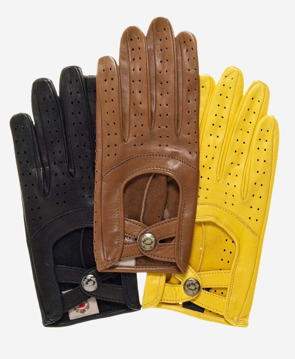 CD4378 (yellow) - Women's sporty Italian leather driving gloves