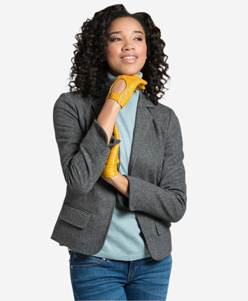 CD4466 (yellow) - Women’s Italian ventilated leather driving gloves