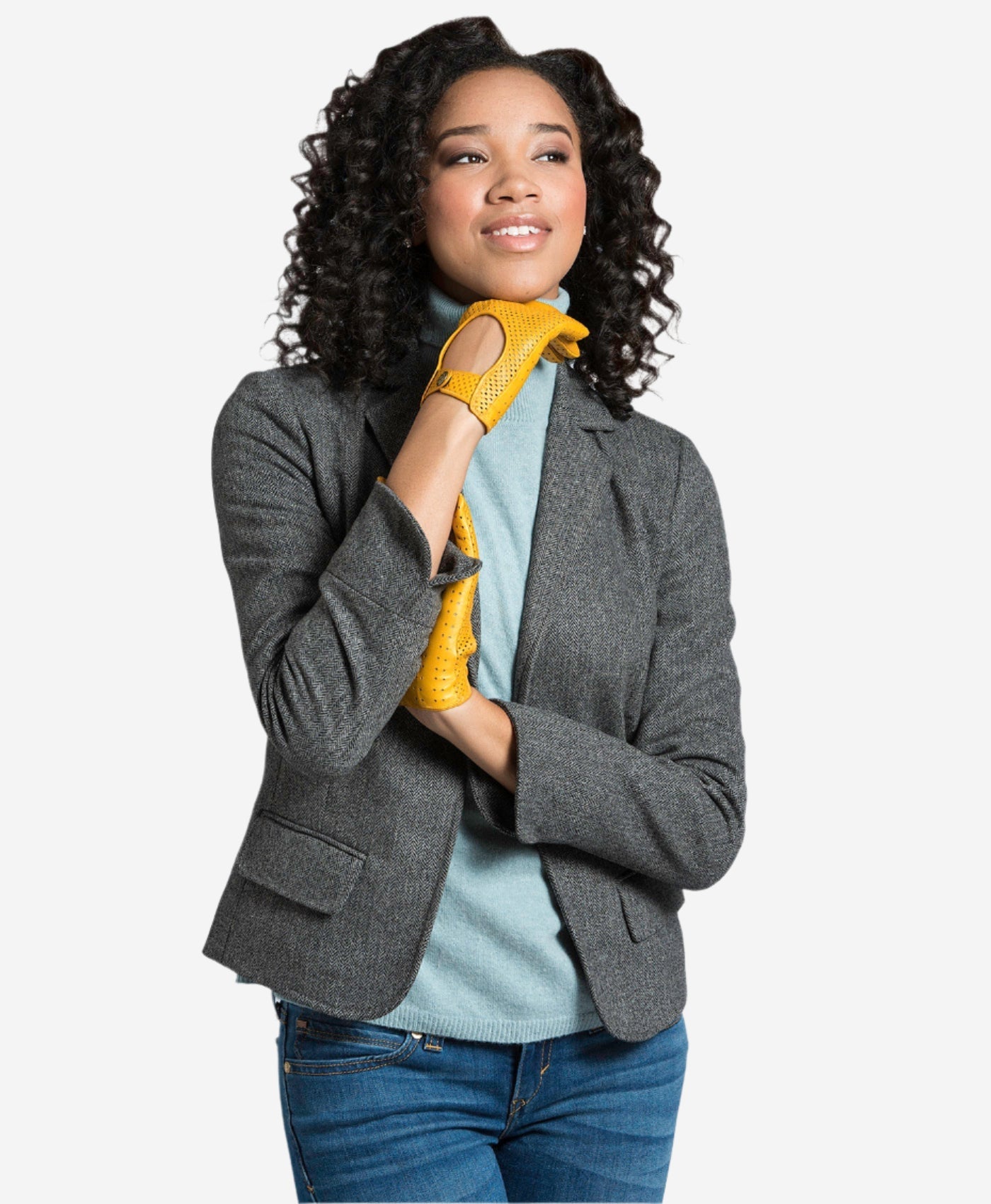 CD4466 (yellow) - Women’s Italian ventilated leather driving gloves