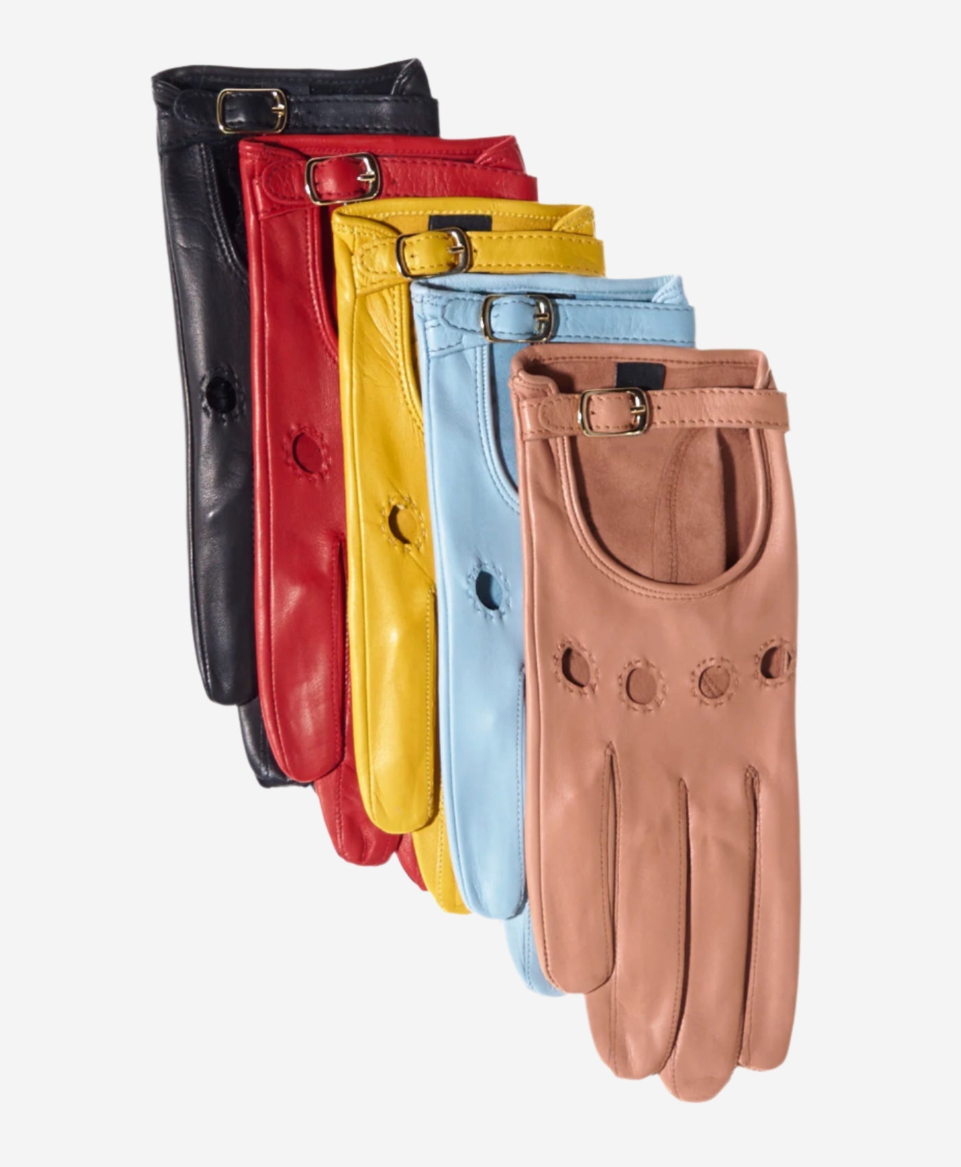 CD4814 (peach) - Women’s Italian leather driving gloves with buckled strap