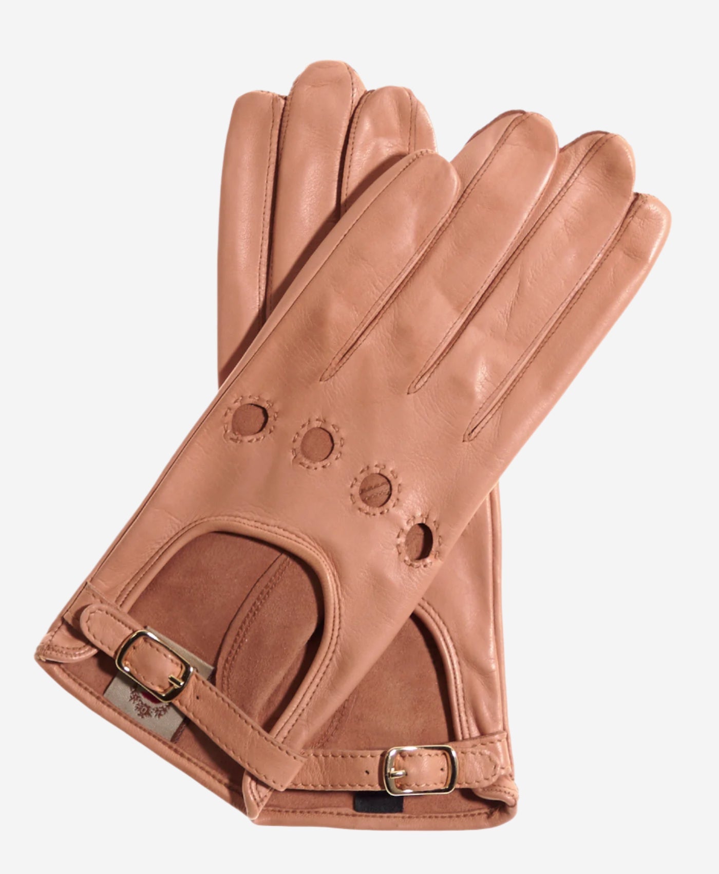 CD4814 (peach) - Women’s Italian leather driving gloves with buckled strap