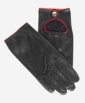 CD4927 (black) - Women’s Italian leather driving gloves with accent piping