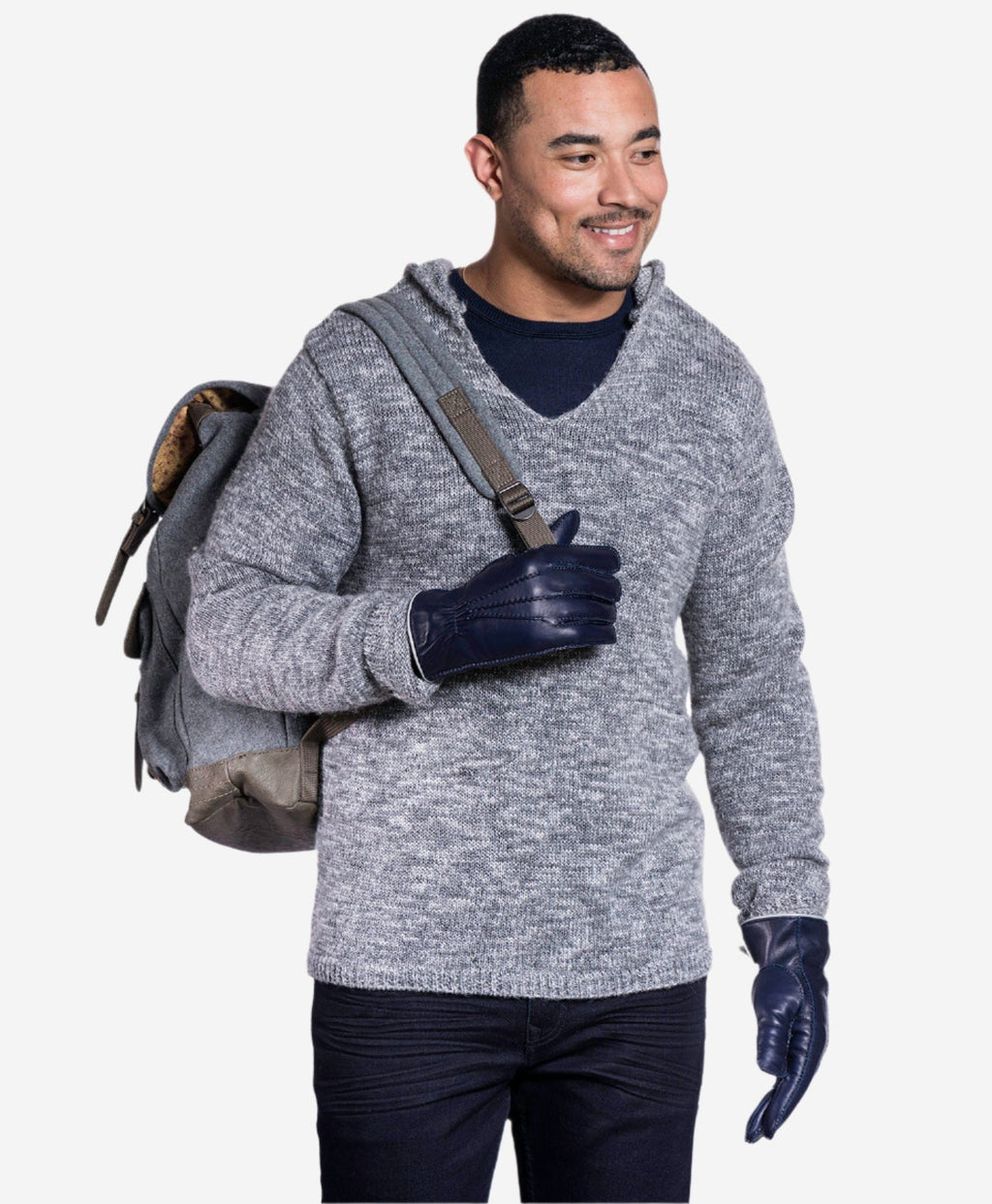 CL3505 (blue) - Men’s handsewn Italian lamb shearling winter leather gloves