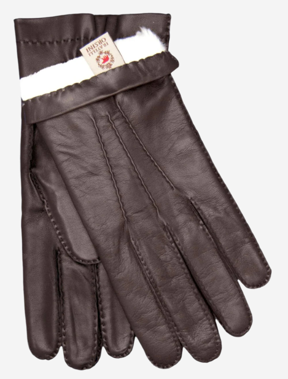 CR3103 (brown) - Men’s handsewn Italian rabbit fur gloves