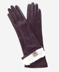 CR4001W6 (brown) - Italian rabbit fur lined 6-button length leather gloves
