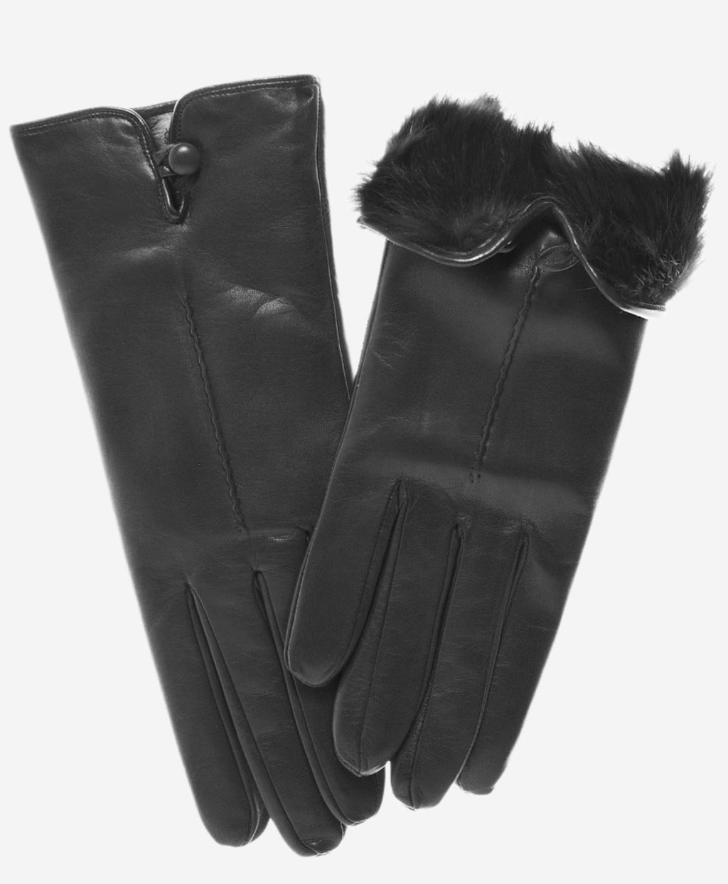 CR4302 (black) - Women’s Italian rabbit fur gloves with button