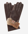 CR4606 (brown) - Women's Italian natural rabbit fur gloves 3-button length