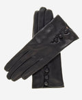 CS4070 (black) - Women's Italian Silk Lined Lambskin Leather Gloves with Buttons