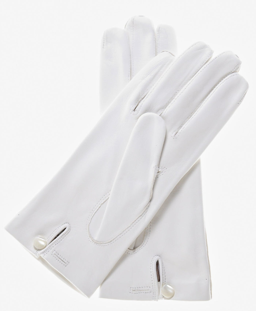 CS4101 (white) - Italian Silk Lined White Leather Wedding Gloves