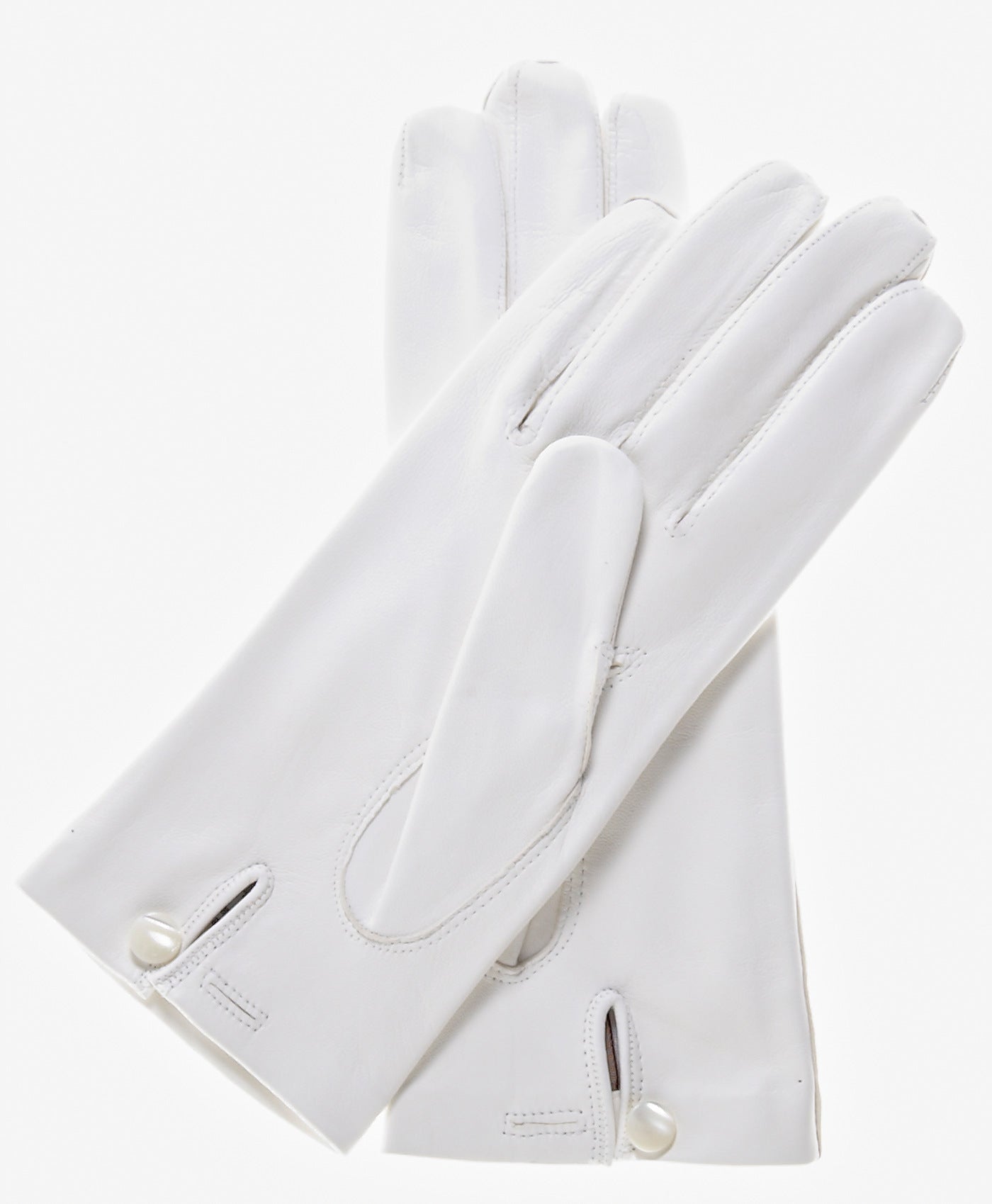 CS4101 (white) - Italian Silk Lined White Leather Wedding Gloves