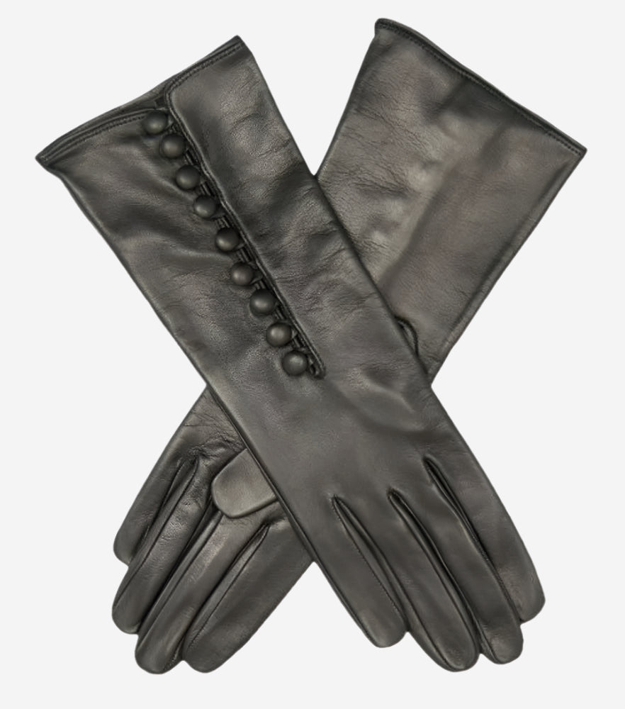 CS4255 (black) - Italian Silk Lined Gloves with 4-Button Length