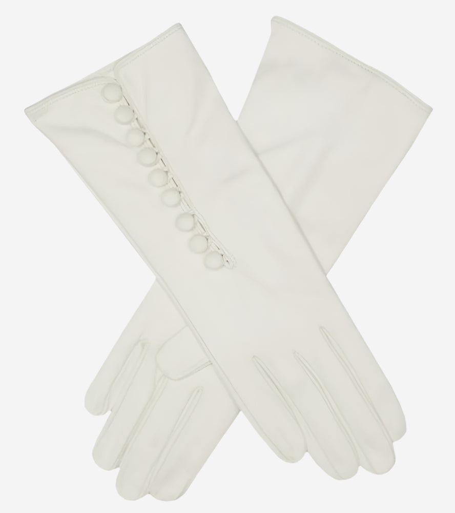 CS4255 (white) - Italian Silk Lined Gloves with 4-Button Length
