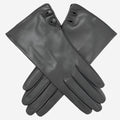CS4345 (black) - Women's Italian Silk Lined Leather Gloves with 2 Buttons