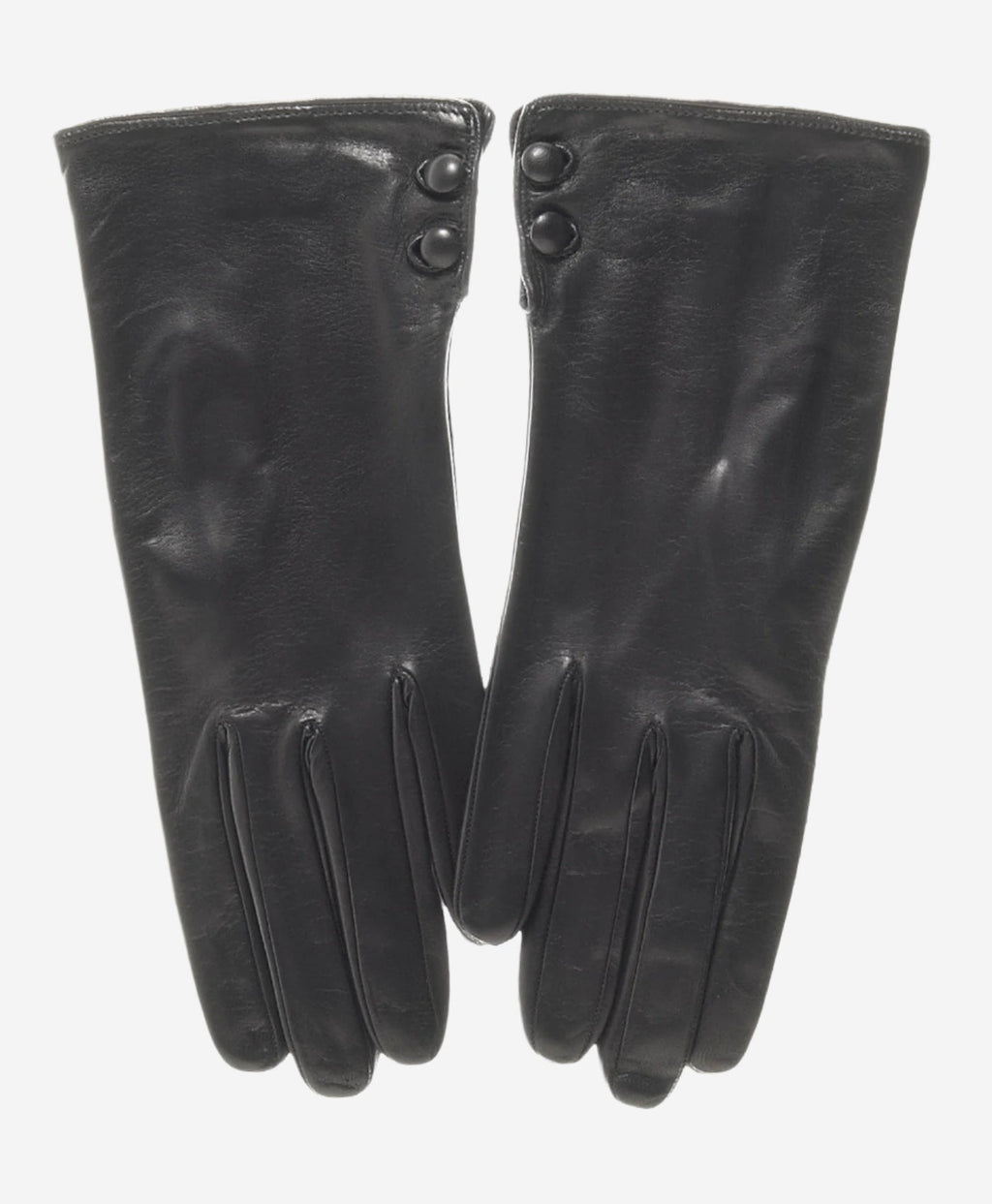 CS4345 (black) - Women's Italian Silk Lined Leather Gloves with 2 Buttons