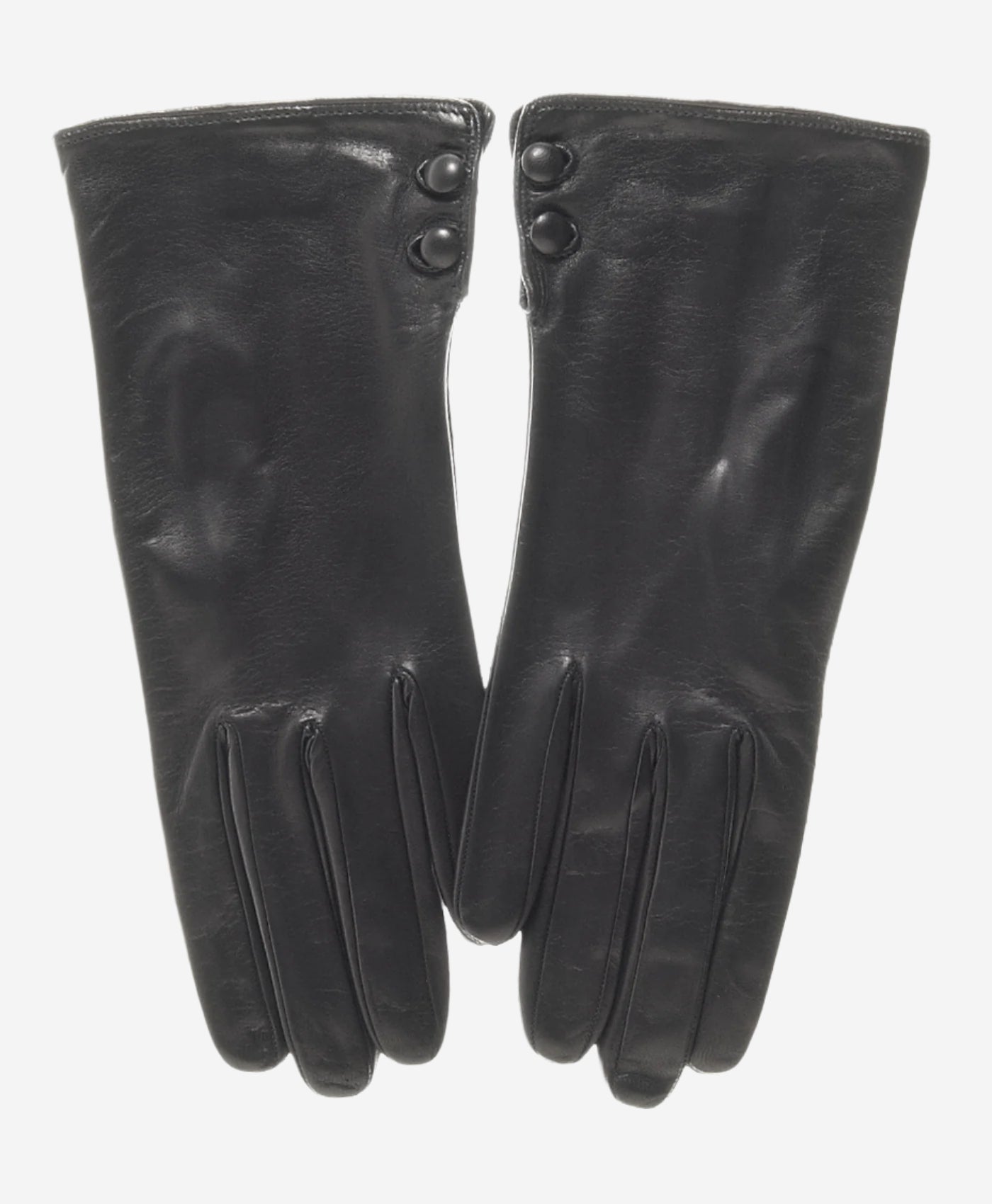 CS4345 (black) - Women's Italian Silk Lined Leather Gloves with 2 Buttons