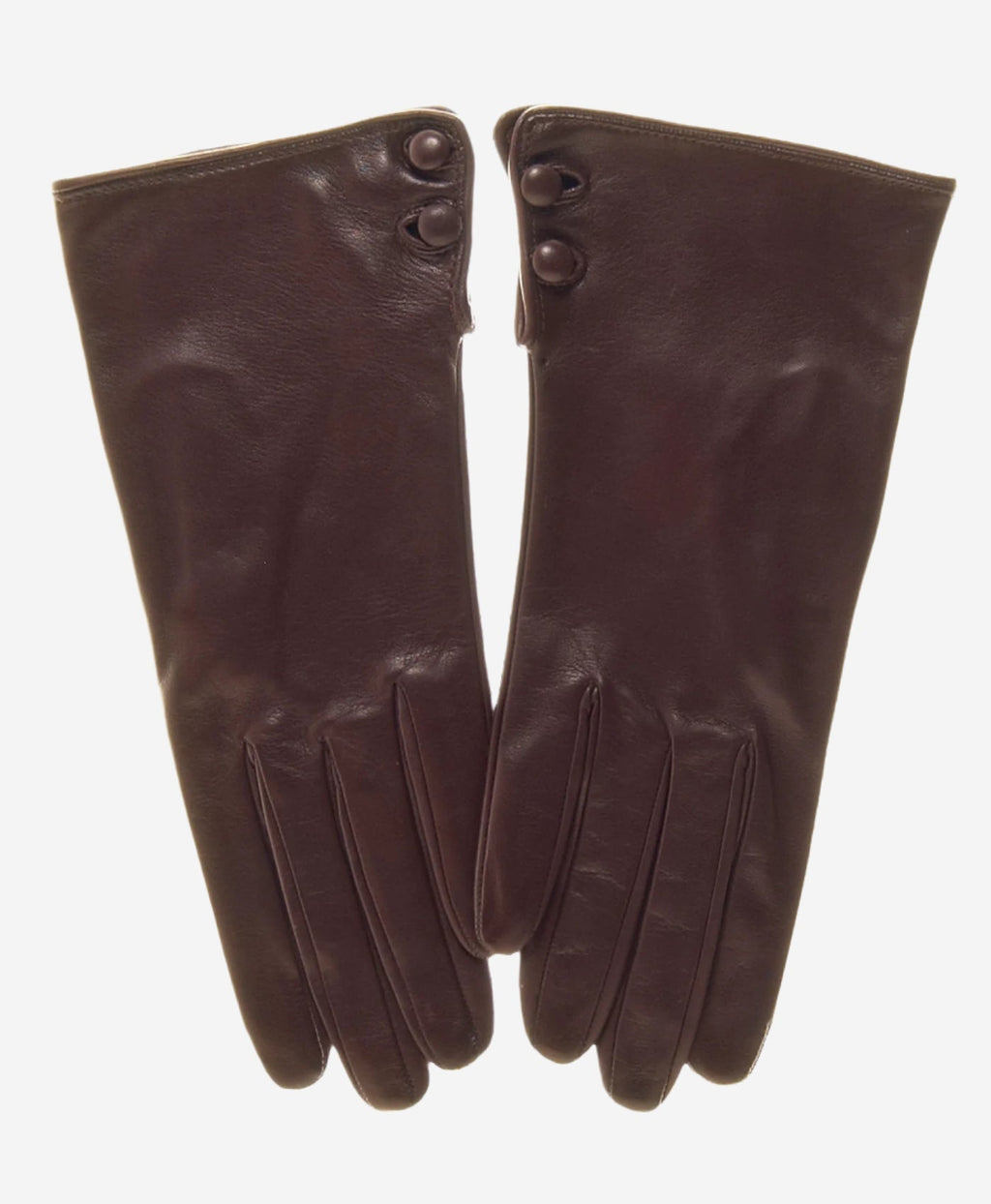 CS4345 (brown) - Women's Italian Silk Lined Leather Gloves with 2 Buttons