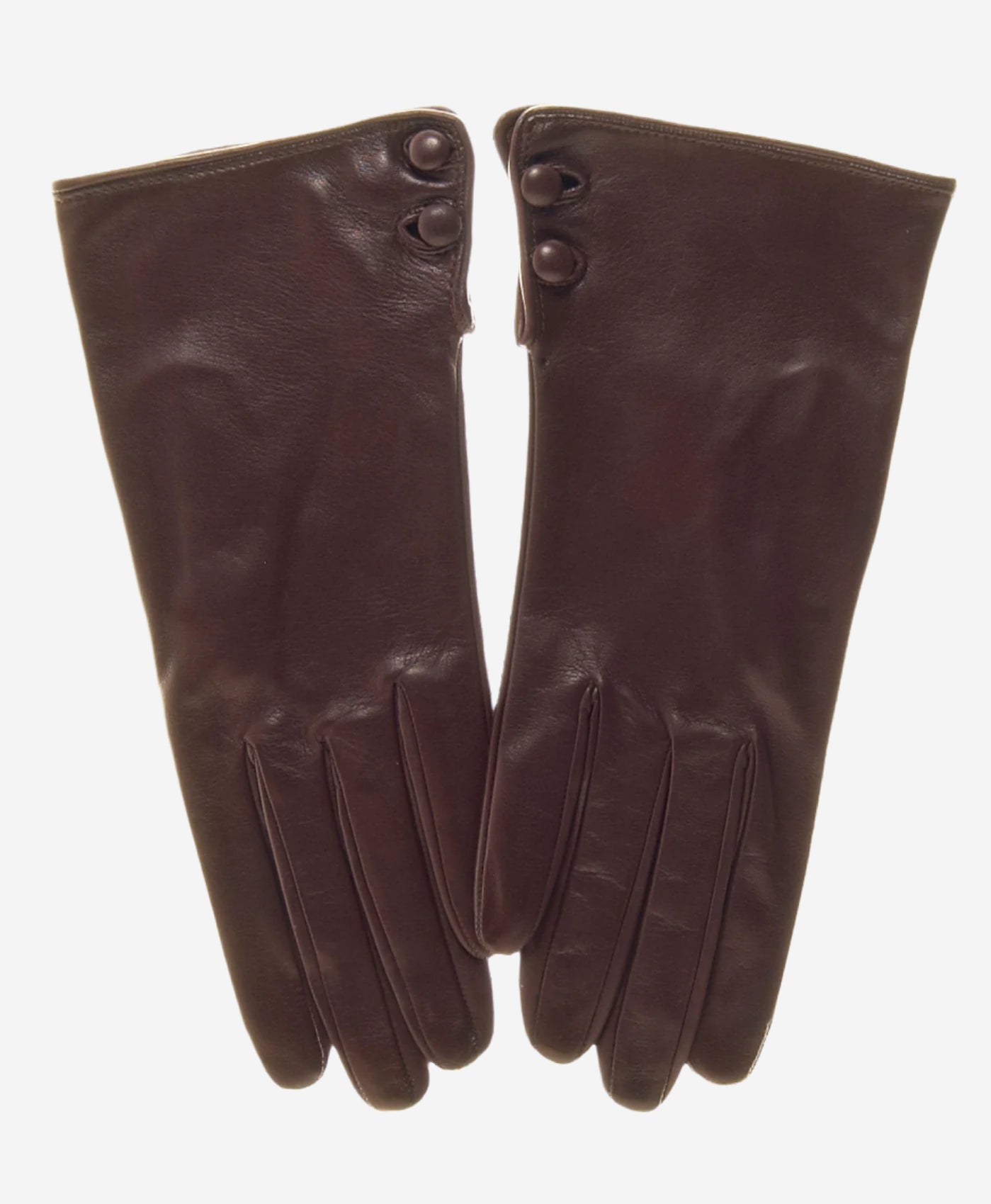 CS4345 (brown) - Women's Italian Silk Lined Leather Gloves with 2 Buttons