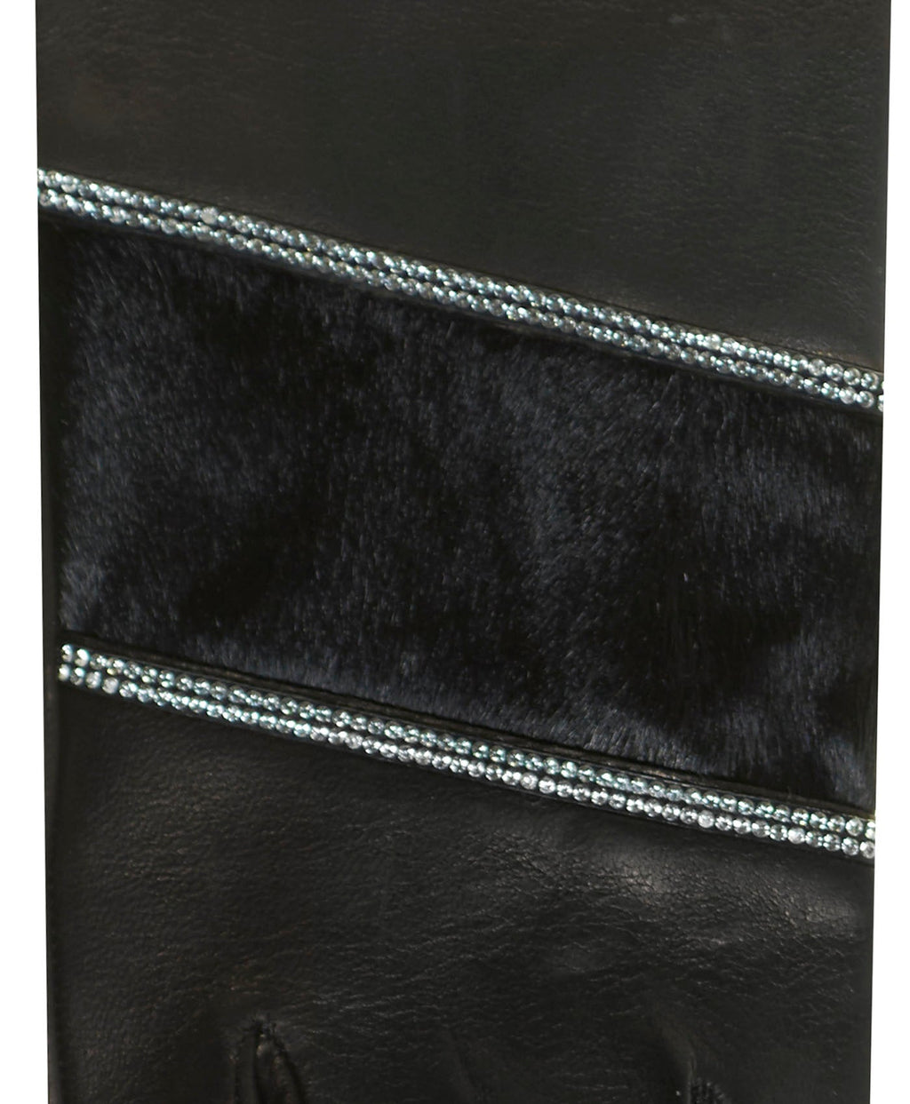 CS4628 (black) - Women's Italian Leather Gloves with Italian Silk lining and Swarovski Crystal Trim
