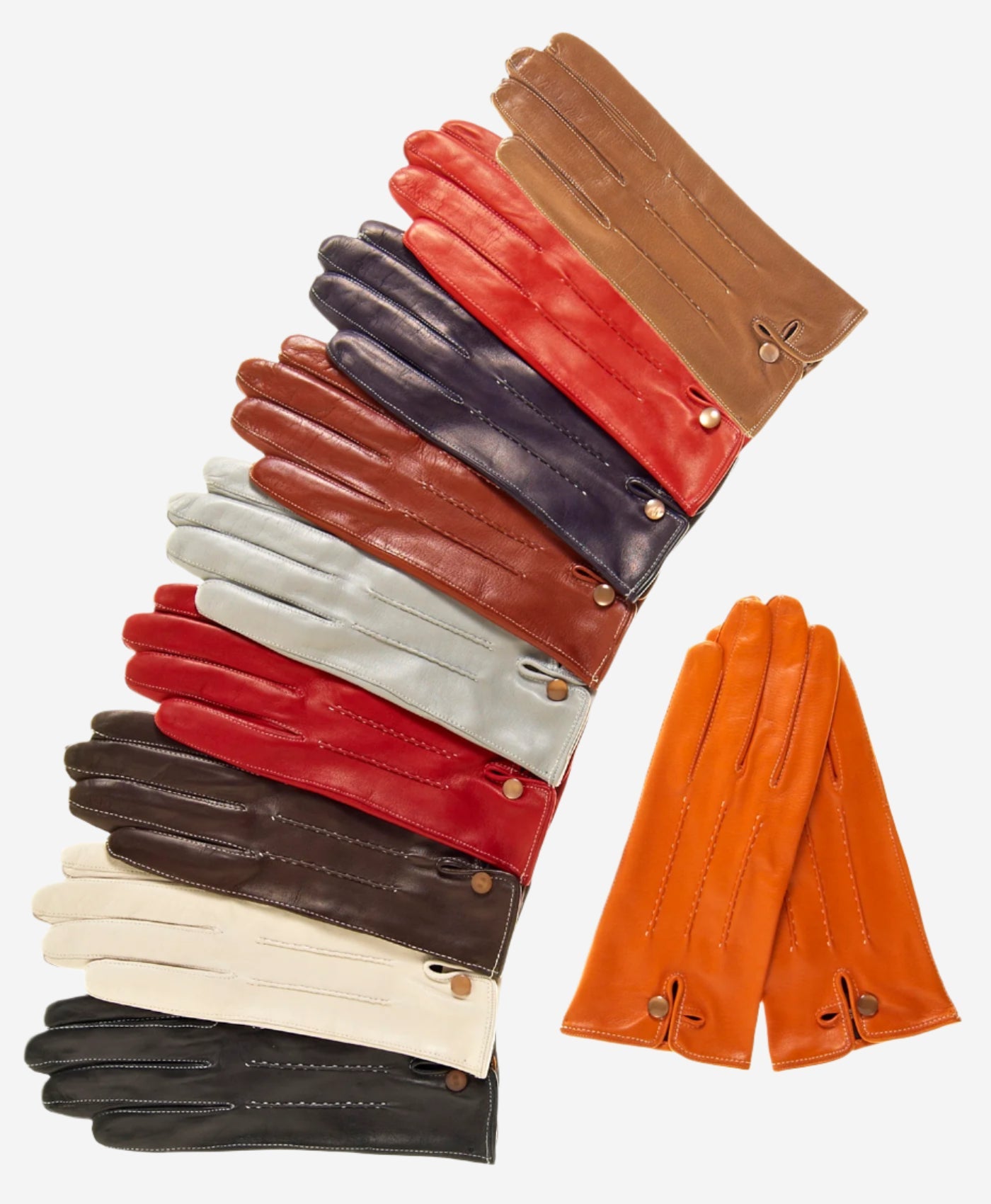 CS4801 (medium brown) - Women's Italian Silk Lined Leather Gloves with Stitched Accents