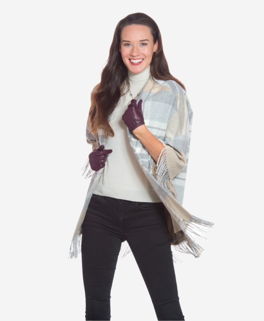 CU4601 (black/grape) - Women's Unlined Italian Fashion Leather Gloves With Short Wrist
