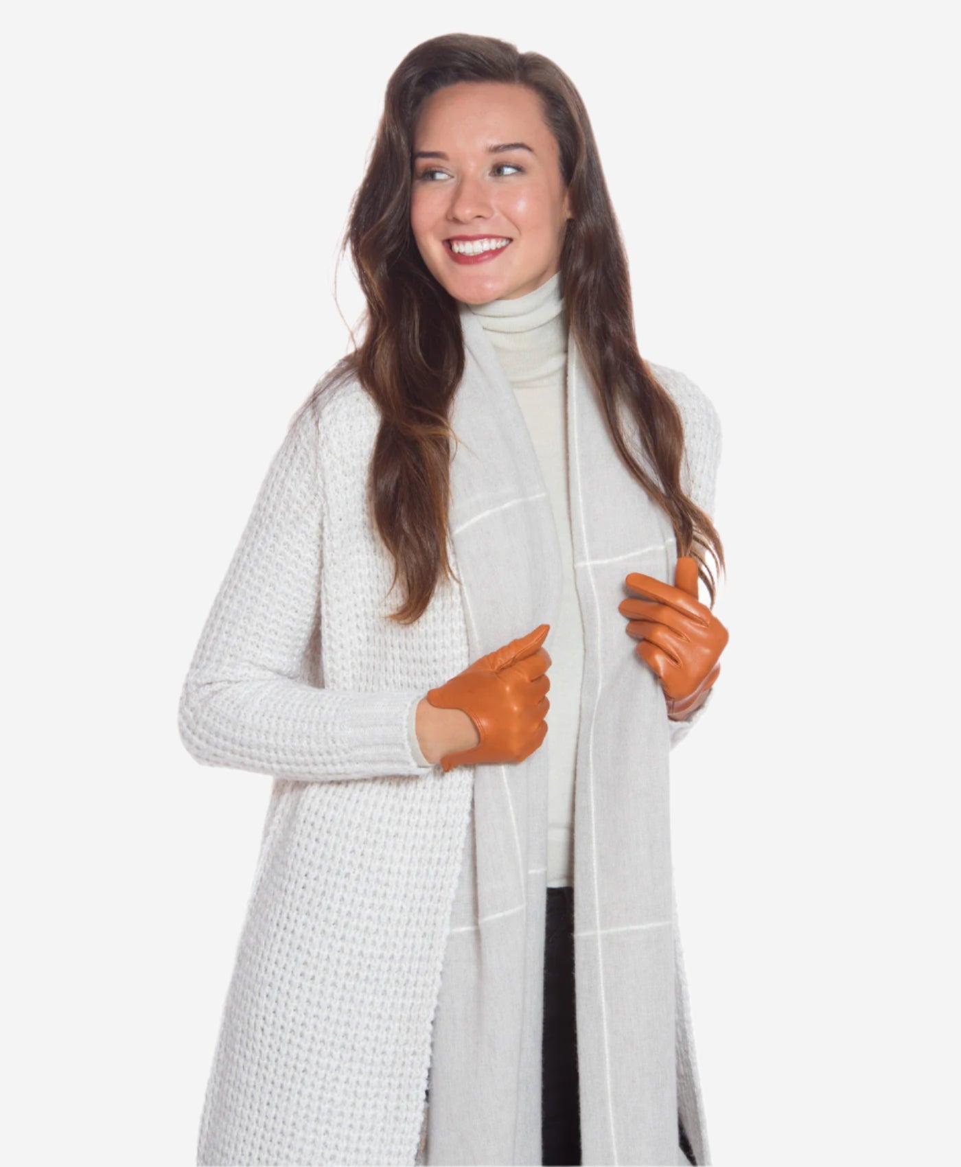 CU4629 (cognac) - Women's Unlined Italian Fashion Leather Gloves With Short Wrist