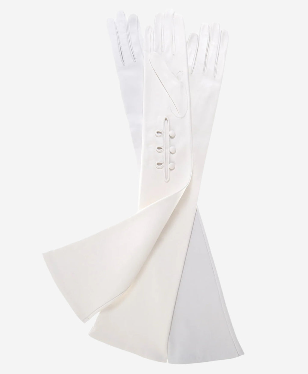 Angelina (ivory) - Italian silk lined 12-button length leather bridal / opera gloves