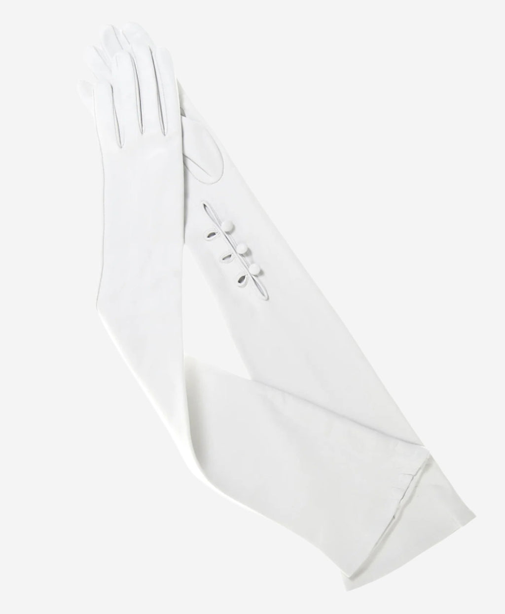 Angelina (ivory) - Italian silk lined 12-button length leather bridal / opera gloves
