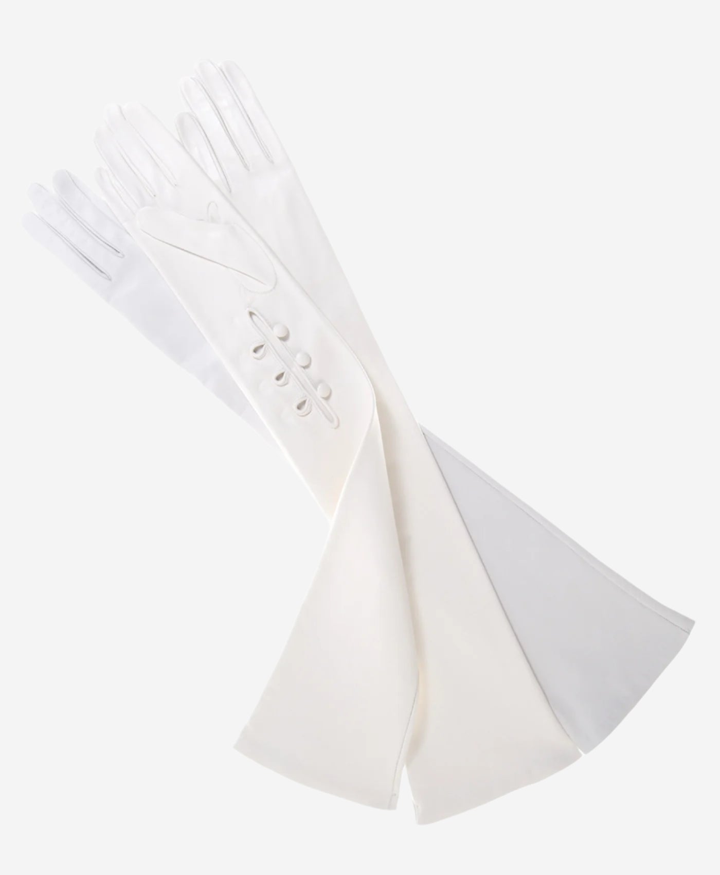 Angelina (ivory) - Italian silk lined 16-button length leather bridal / opera gloves