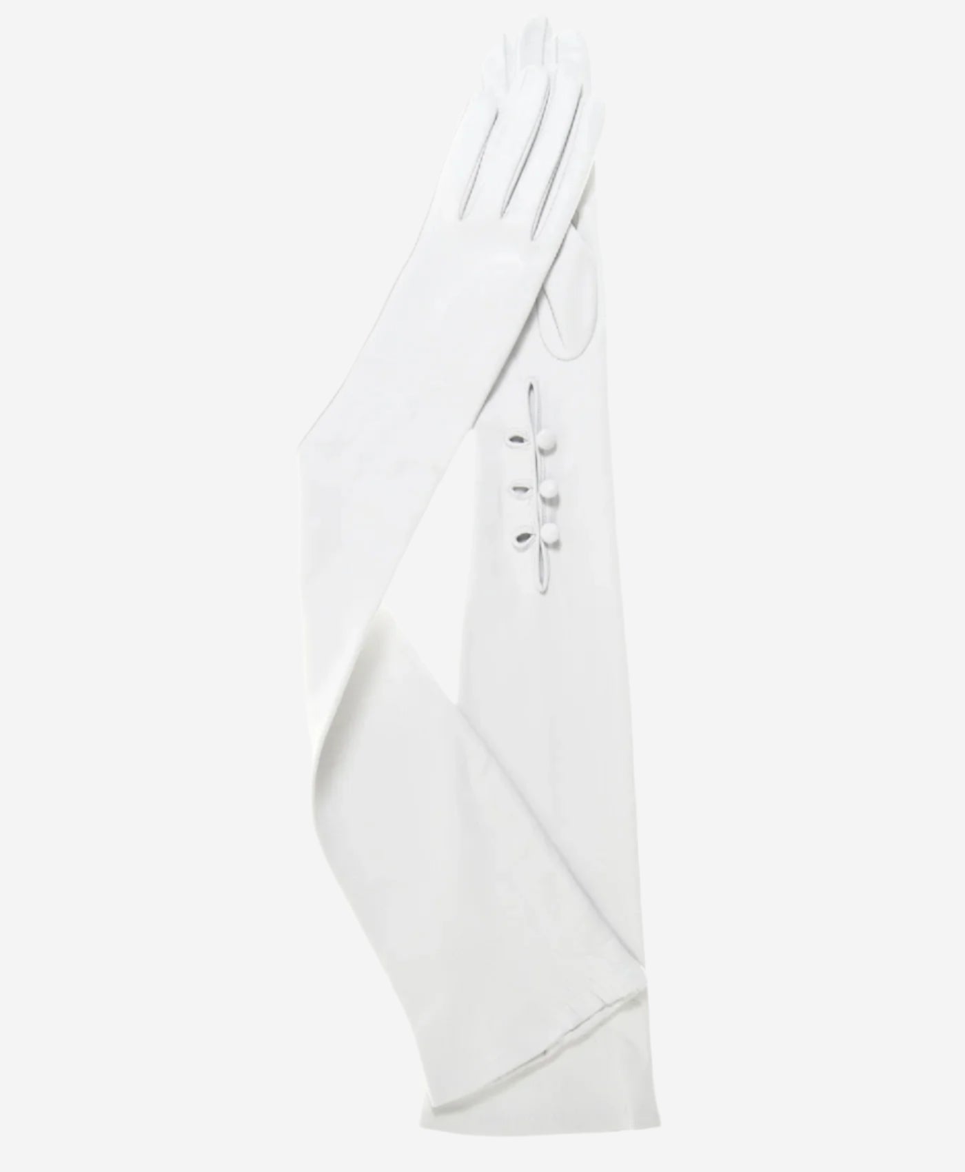 Angelina (ivory) - Italian silk lined 16-button length leather bridal / opera gloves