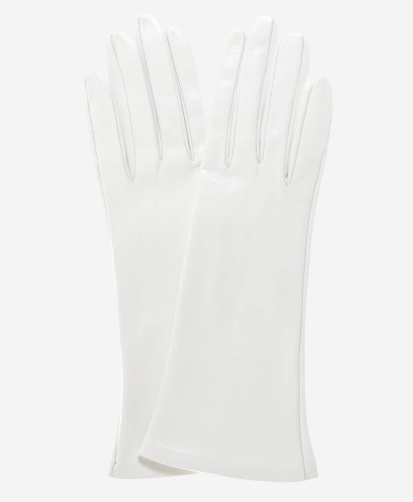 CW01W4 (white) - Italian Silk Lined 4-Button Length White Leather Bridal Gloves